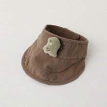 (Coffee) Baby Roll-up Visors Hat Sun Hat Kid Toddler Wide Brim Cute Bear Ponytail Summer Sun Hat Adjustable for 1-3 Years Old Khaki