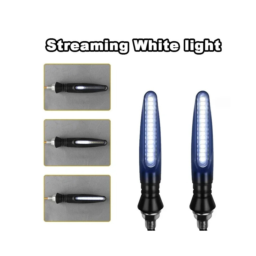 2Pcs Motorcycle Led Sequential Turn Signal Indicators - Flowing White 821456002109