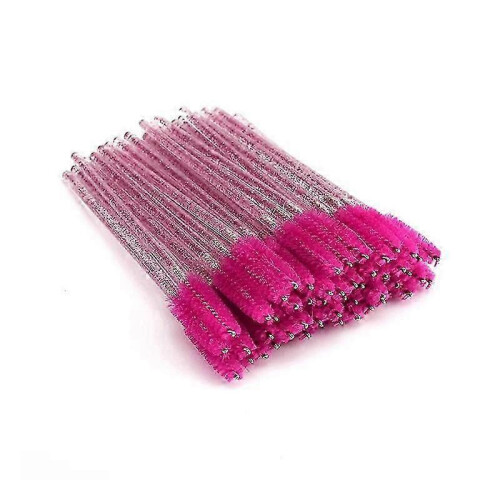 Luxora 100Pcs Mascara Wands Disposable Eyebrow Brushes Applicator Makeup Rose Red