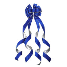 (blue) Christmas Tree Bow Topper Creative Color Resistant Light And Soft Festival Supplies Flexible Silk Side Band Bowknot