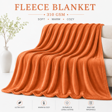 (Rust, Super King: 230X270) Faux Fur Fleece Throw Warm Soft Mink Blanket