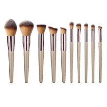 10 Piece Makeup Brush Set Cosmetic Brush Champagne Gold