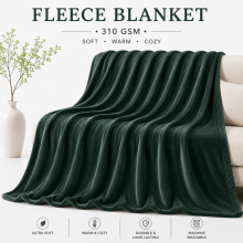 (Green Emerald, Super King: 230X270) Faux Fur Fleece Throw Warm Soft Mink Blanket