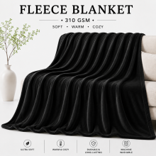 (Black, Super King: 230X270) Faux Fur Fleece Throw Warm Soft Mink Blanket