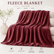 (Burgundy Red, Double: 150 cm x 200 cm.) Faux Fur Fleece Throw Warm Soft Mink Blanket