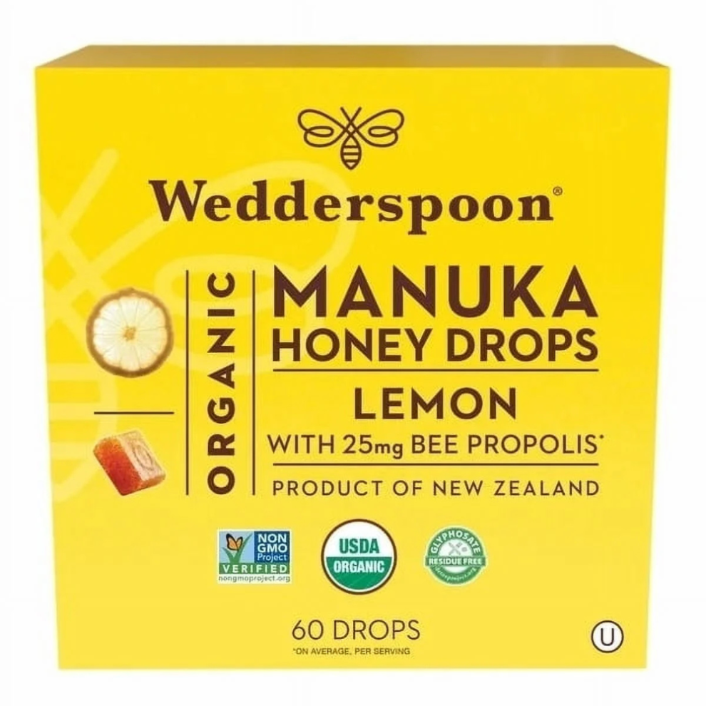 Wedderspoon Organic Manuka Honey Drops With Propolis - 60 Drops