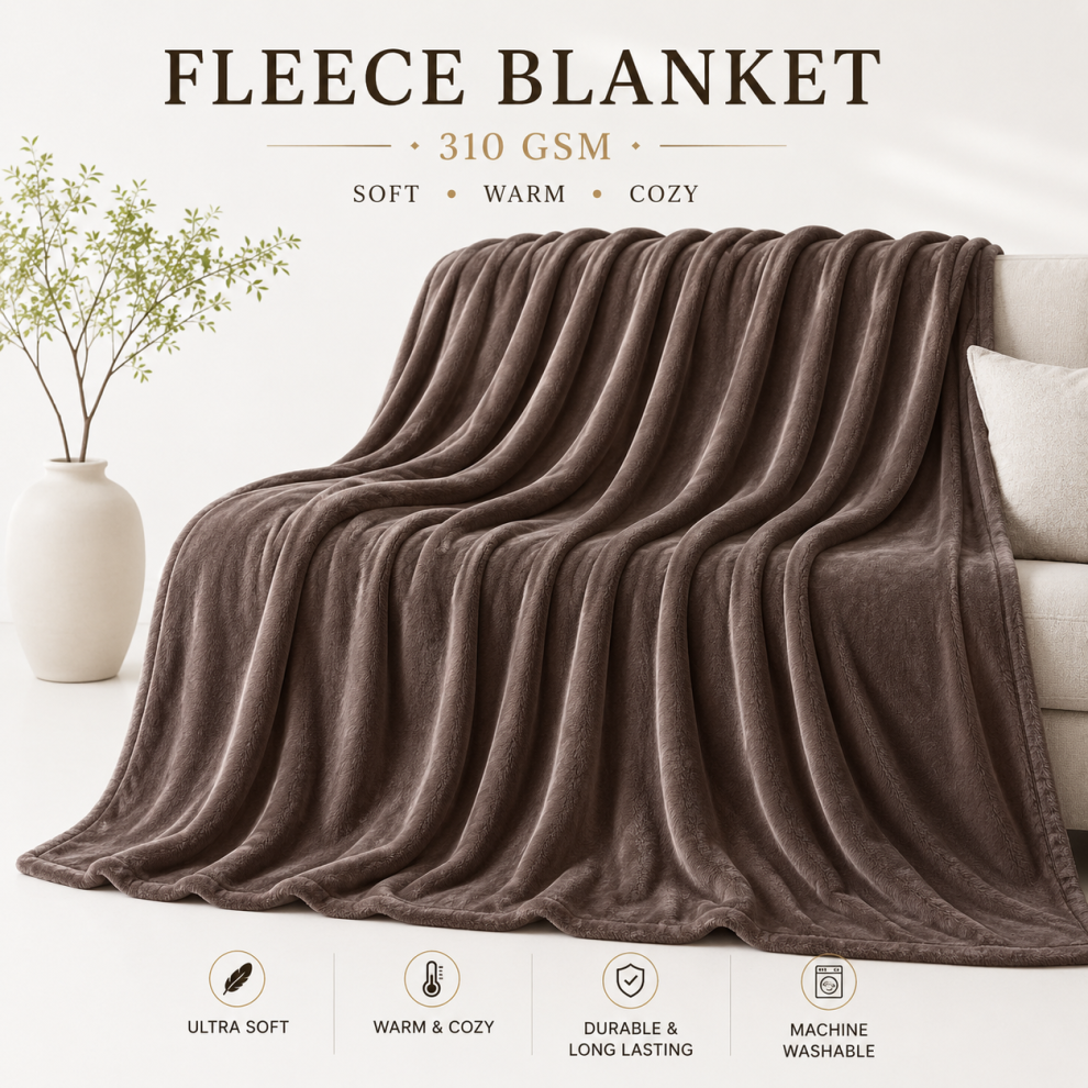 Oxford Homeware (, Super King: 230X270) Faux Fur Fleece Throw Warm Soft Mink Blanket Brown