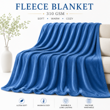 (Blue, Single: 130 cm x 150 cm.) Faux Fur Fleece Throw Warm Soft Mink Blanket