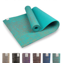 Myga Jute Yoga Mat - Non-Slip Exercise Mat for Yoga, Pilates & Fitness - Multipurpose Mat with Carry Strap for Travel - Aqua SZRH A-G
