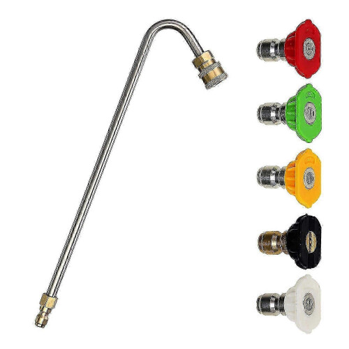 Pressure Washer Gutter Cleaner Attachment, Angled Extension Wand for Gutter Cleaning, 5 Nozzle Tips