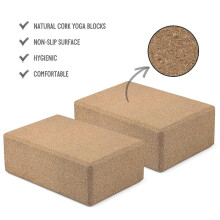 Lixada 2 Pack Non-Slip Cork Yoga Blocks and Yoga Strap Set Fitness Blocks for Yoga Pilates Fitness Training