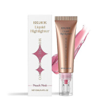 Peach Powder Liquid Highlighter & Blush Cream - Lightweight, Multi-Functional Matte Makeup for Radiant Glow & Natural Flush, 12ml Portable & Long-Last