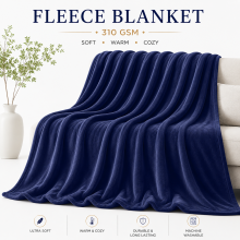 (Blue, Double: 150 cm x 200 cm.) Faux Fur Fleece Throw Warm Soft Mink Blanket