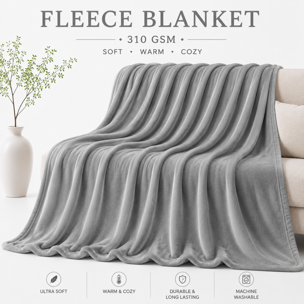 Oxford Homeware (, Single: 130 Cm X 150 Cm.) Faux Fur Fleece Throw Warm Soft Mink Blanket Silver