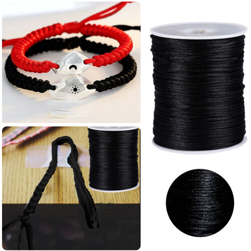 Svart elastisk snor til armbånd 2 mm 1 stk 2