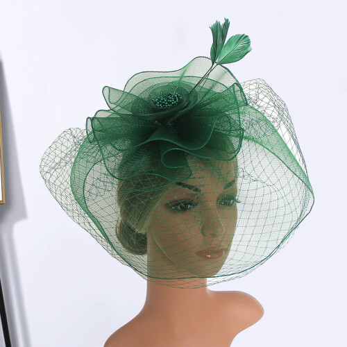 Γυναικείο καπέλο Vintage Fascinator – Mesh & Feather, 2 τεμάχια 2