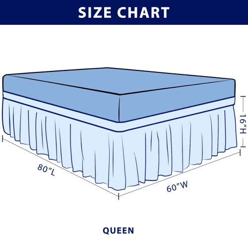 Sengeskørt med wrap-around elastisk støvflæse, 16 tommer queensize-seng 2