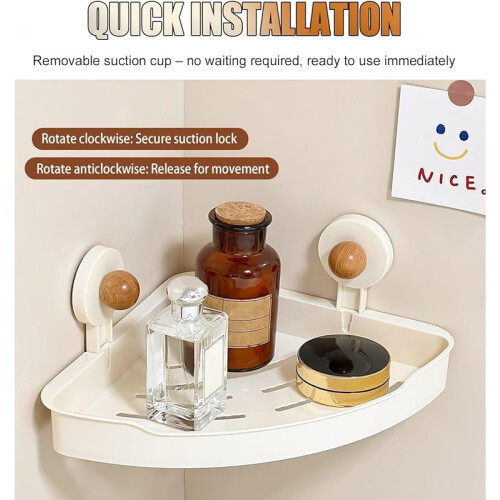 Suction Corner Shower Caddy with Drainage 2