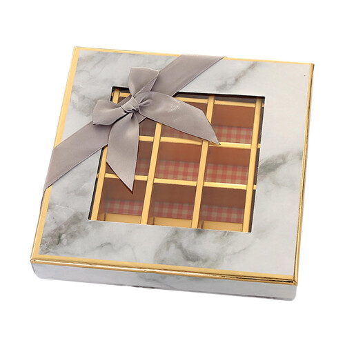 Caixa de presente de chocolates com 9 compartimentos, cinza. 1
