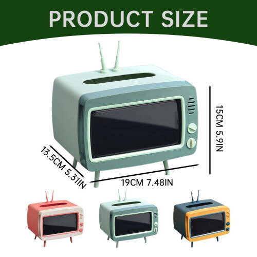 Retro-Taschentuchbox in TV-Form mit Handyhalterung 2