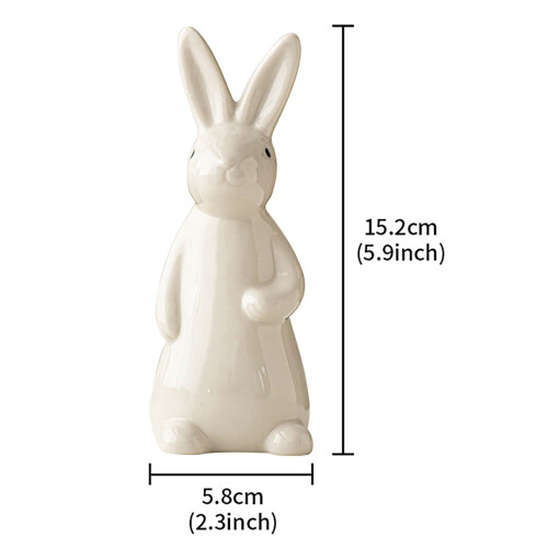 Hvit keramisk påskeharefigur 2