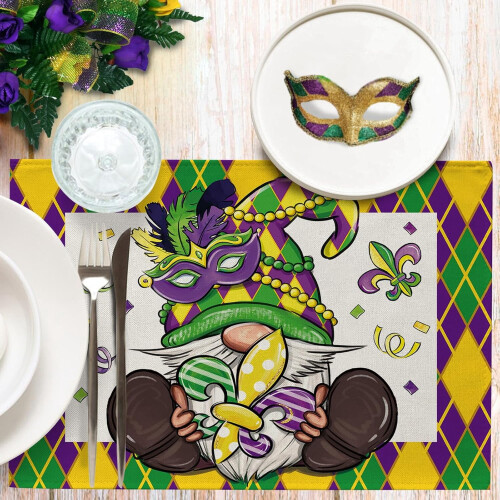 Σουπλά Mardi Gras από βαμβάκι και λινό, σετ 4 τεμαχίων 2