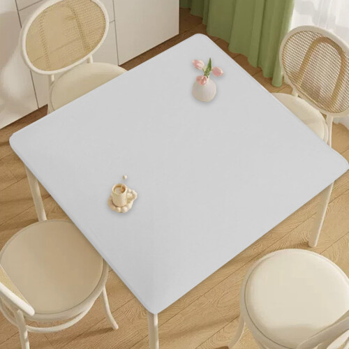 Vit fyrkantig bordsduk 86x86 cm polyester stretchöverdrag 1