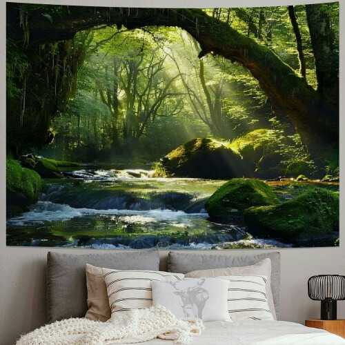 Tapeçaria Cachoeira e Floresta Verde 60x50 polegadas 1