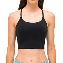 (8) Black Yoga Vest With Chest Pad Sexy Vest Breathable Sports Fitness Strap