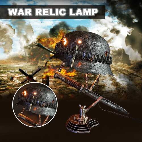 Επιτραπέζιο φωτιστικό κράνους War Relic από ρητίνη 1