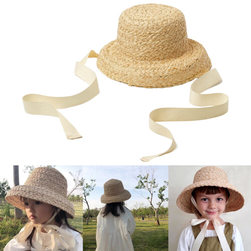 Virkattu olkihattu taaperoille, raffia-rantahattu 1
