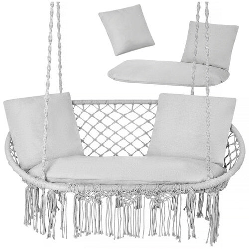 Doppel-Gartenschaukelkissen-Set, Grau - Polyester/Baumwolle 1