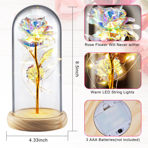 LED Glaskupol Rose – Kunstig Glødblomst Gave 2