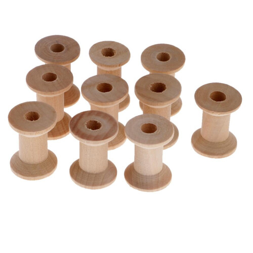10 Ξύλινα καρούλια κλωστής 28x21mm για ράψιμο και χειροτεχνίες 1