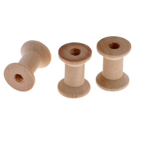 10 Ξύλινα καρούλια κλωστής 28x21mm για ράψιμο και χειροτεχνίες 2