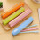 Long polka dot candy-colored canvas pencil case 4