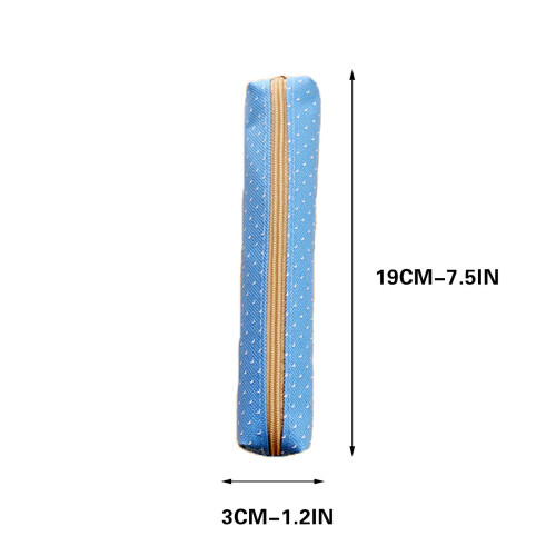 Long polka dot candy-colored canvas pencil case 2