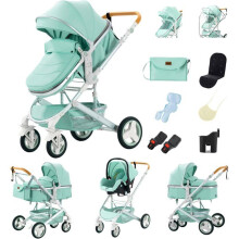 Carrozzina 3 in 1 Pieghevole per Bambini dalla Nascita, Sistema di Viaggio, Faccia Genitori/Strada, Accessori Inclusi