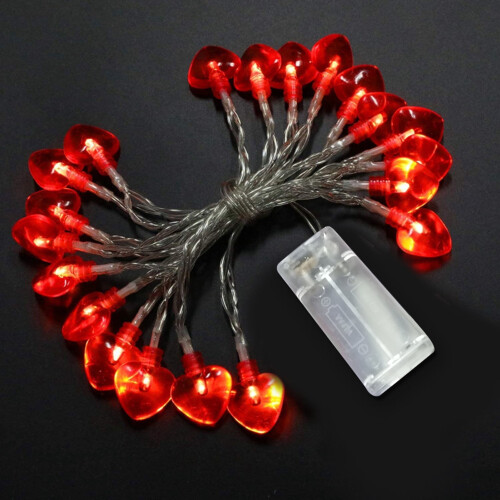 Guirnalda de luces LED en forma de corazón – 10/20/40 luces, funciona con pilas 2