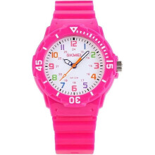 Kids Wristwatch Boys Analog Quartz 50M Water Resistance Watch Plastic and Rubber Rotating Band Color Dial Fashion Wristwatches for Girls(Red