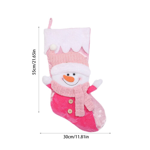 Meia de Natal rosa com alça para pendurar, 55x30cm 2