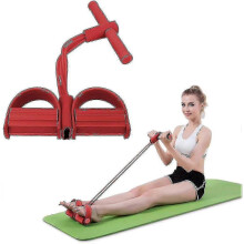 25-26 Pedal Resistance Band with Handle, 4-tube Tension Rope Exercise Fitness Elastic Bands Pull Rope for Abdomen Waist Arm Leg Yoga Stretching Streng