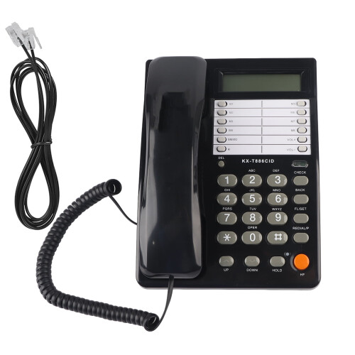 Telefone com fio para mesa e parede com DTMF e 16 toques. 2