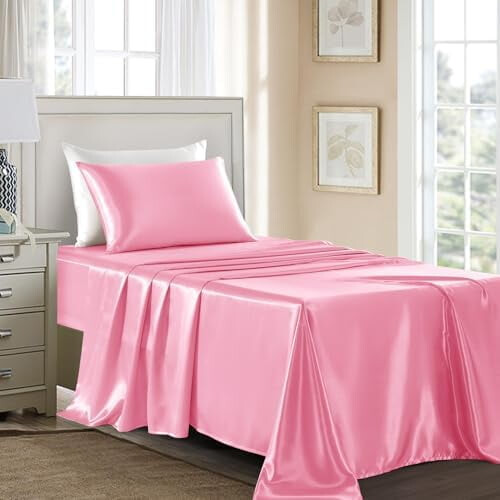 Satin-Bettwäsche-Set, Doppelbettgröße – Polyester, knitterfrei 2