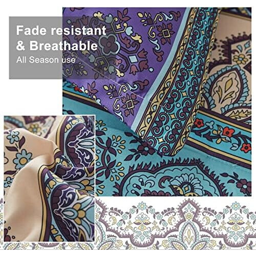 Ensemble de couette Boho 8 pièces à motif floral vert sauge 2