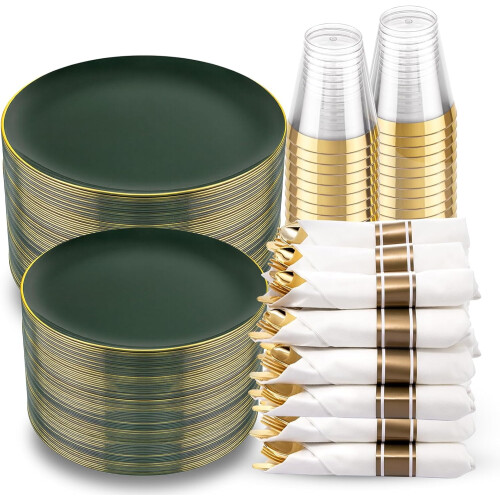 Rosa Einweggeschirr-Set, 150-teilig 1