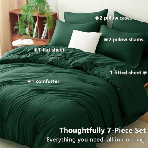 Emerald Green Boho Comforter Set Queen 7-Piece 2