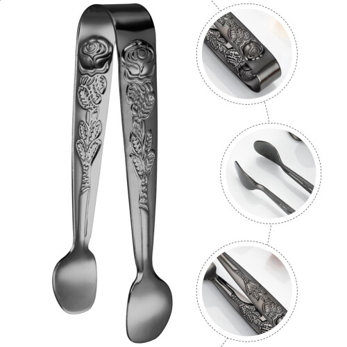 Pinça para Cubos de Açúcar, Preta, 2 Peças, 10,4 cm (4,1 polegadas) 2