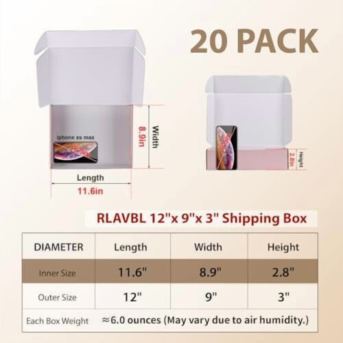 Caixas de envio de 12x9x4 polegadas – Conjunto de 20 1
