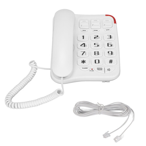 Kablet fasttelefon for eldre med store taster og tydelig 2